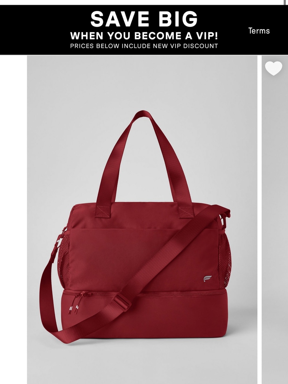 Fabletics Deep Red Convertible Tote with Crossbody Strap